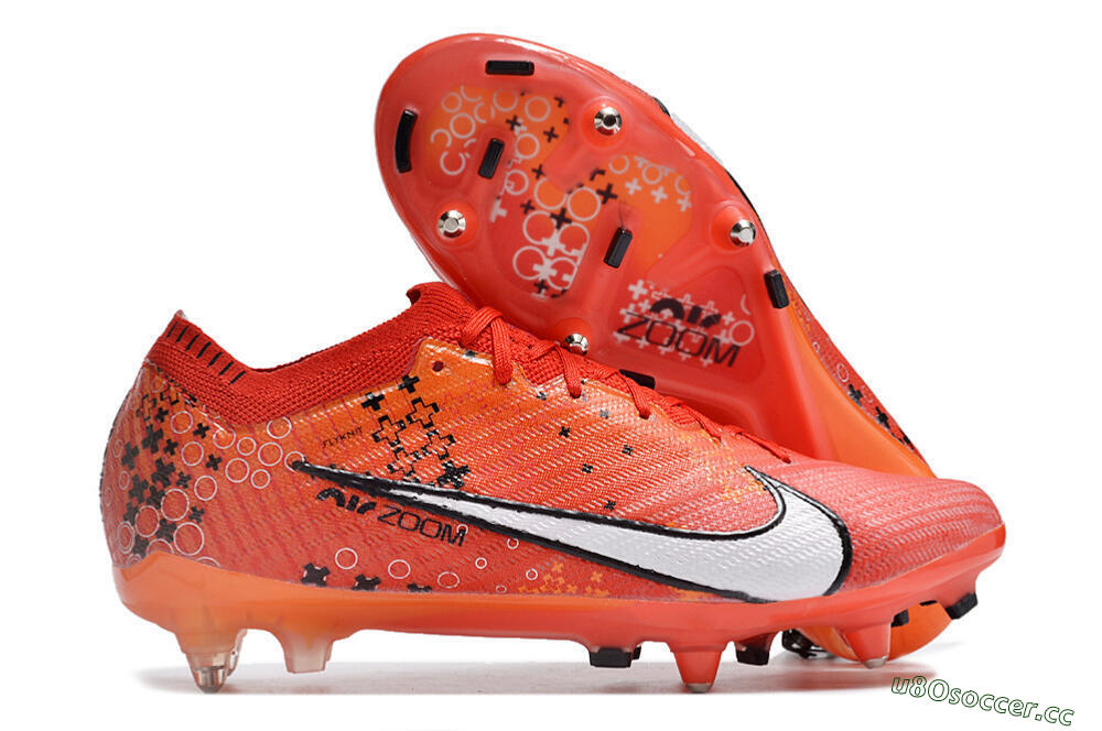 Men's Nike Air Zoom Mercurial Vapor 15 Elite SG Soft Ground Low-Tops Football Boots - Red/White/Black 2