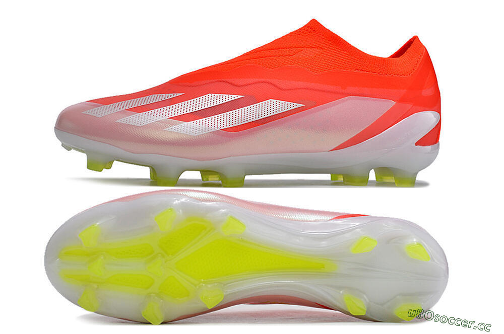 Men's Adidas X Crazyfast+ Laceless FG Firm Ground Low-Tops Football Boots - Red/White/Yellow 1