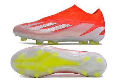 Men's Adidas X Crazyfast+ Laceless FG Firm Ground Low-Tops Football Boots - Red/White/Yellow