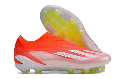 Men's Adidas X Crazyfast+ Laceless FG Firm Ground Low-Tops Football Boots - Red/White/Yellow