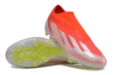 Men's Adidas X Crazyfast+ Laceless FG Firm Ground Low-Tops Football Boots - Red/White/Yellow