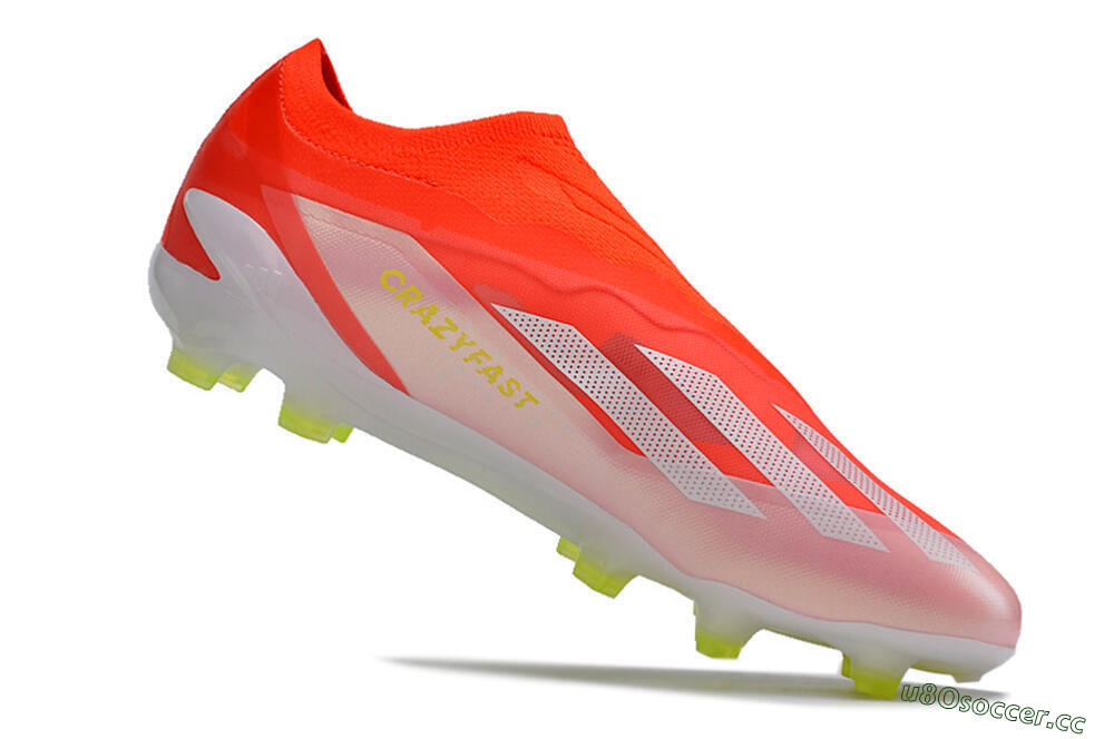Men's Adidas X Crazyfast+ Laceless FG Firm Ground Low-Tops Football Boots - Red/White/Yellow 4