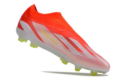 Men's Adidas X Crazyfast+ Laceless FG Firm Ground Low-Tops Football Boots - Red/White/Yellow