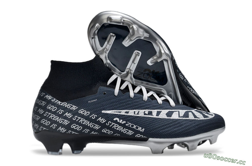 Unisex Nike Air Zoom Mercurial Superfly 9 Elite FG Firm Ground High-Tops Football Boots - Blue/Black/Silver 2