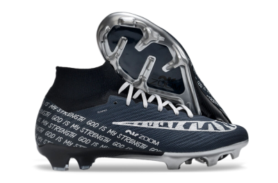 Unisex Nike Air Zoom Mercurial Superfly 9 Elite FG Firm Ground High-Tops Football Boots - Blue/Black/Silver
