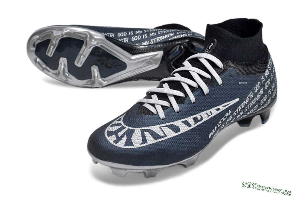 Unisex Nike Air Zoom Mercurial Superfly 9 Elite FG Firm Ground High-Tops Football Boots - Blue/Black/Silver 3