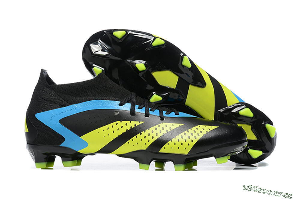 Men's Adidas Predator Accuracy.1 FG Firm Ground High-Tops Football Boots - Black/Blue/Yellow 2