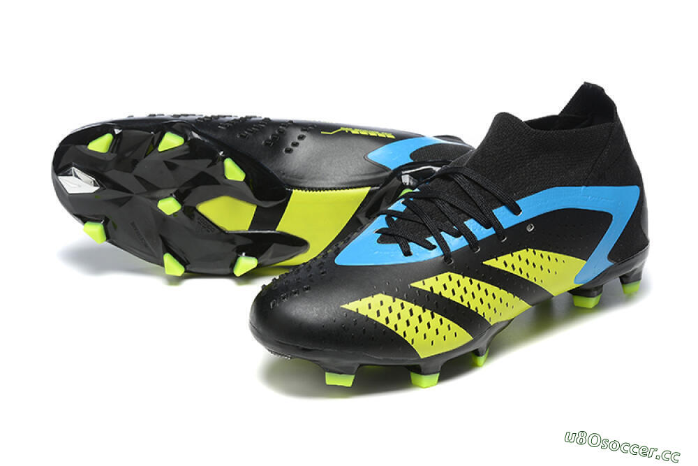 Men's Adidas Predator Accuracy.1 FG Firm Ground High-Tops Football Boots - Black/Blue/Yellow 3