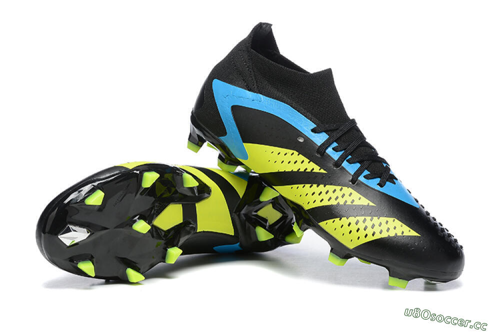 Men's Adidas Predator Accuracy.1 FG Firm Ground High-Tops Football Boots - Black/Blue/Yellow 4