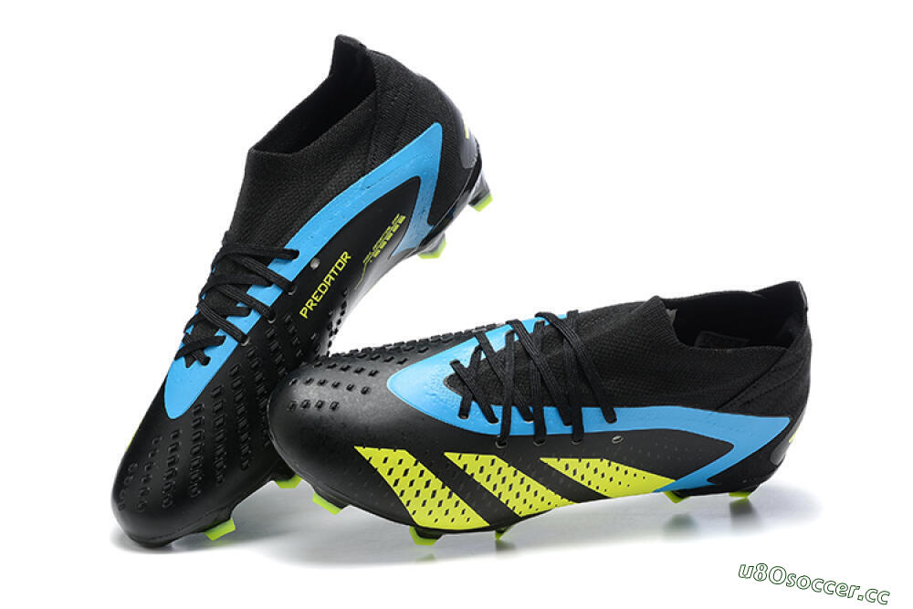 Men's Adidas Predator Accuracy.1 FG Firm Ground High-Tops Football Boots - Black/Blue/Yellow 6
