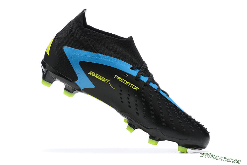 Men's Adidas Predator Accuracy.1 FG Firm Ground High-Tops Football Boots - Black/Blue/Yellow 7