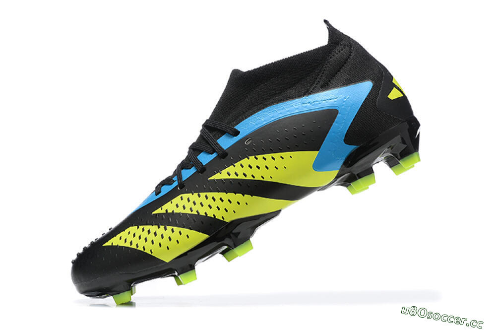 Men's Adidas Predator Accuracy.1 FG Firm Ground High-Tops Football Boots - Black/Blue/Yellow 8