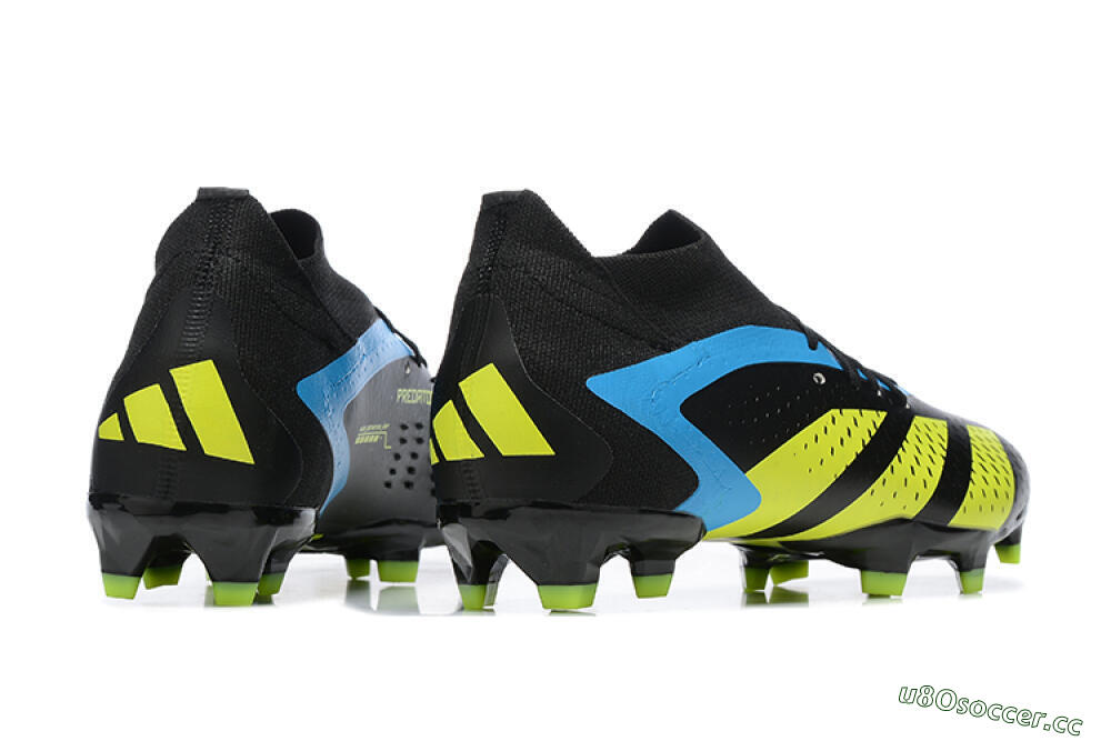 Men's Adidas Predator Accuracy.1 FG Firm Ground High-Tops Football Boots - Black/Blue/Yellow 9