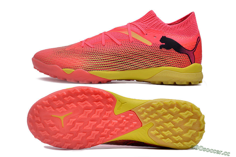 Men's Puma Future Ultimate TF Artificial Turf Low-Tops Football Shoes - Pink/Yellow/Black 1