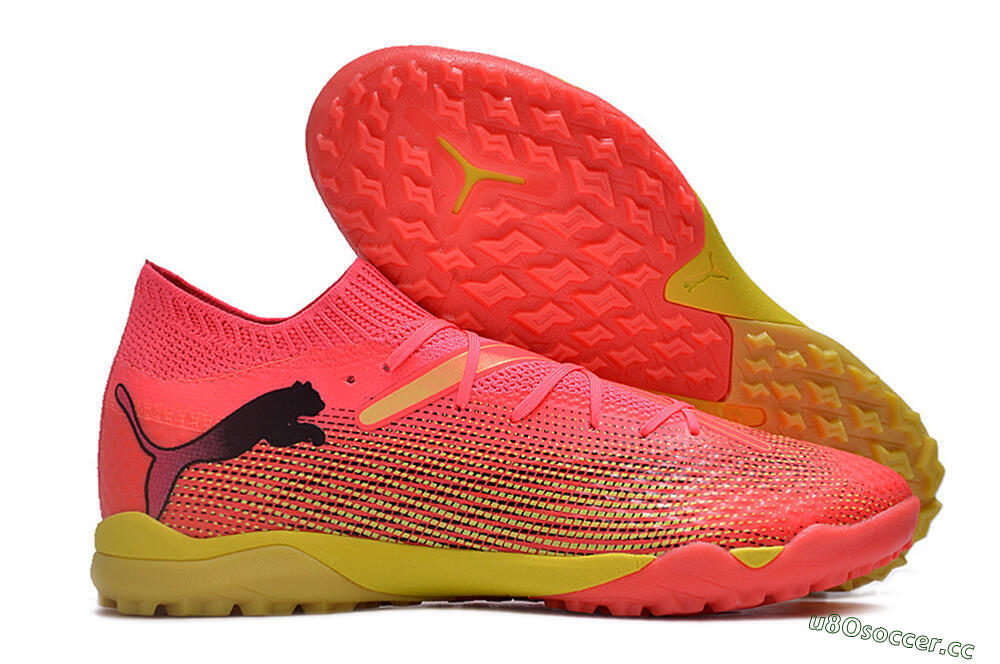 Men's Puma Future Ultimate TF Artificial Turf Low-Tops Football Shoes - Pink/Yellow/Black 2