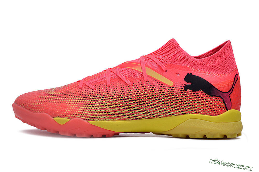 Men's Puma Future Ultimate TF Artificial Turf Low-Tops Football Shoes - Pink/Yellow/Black 0