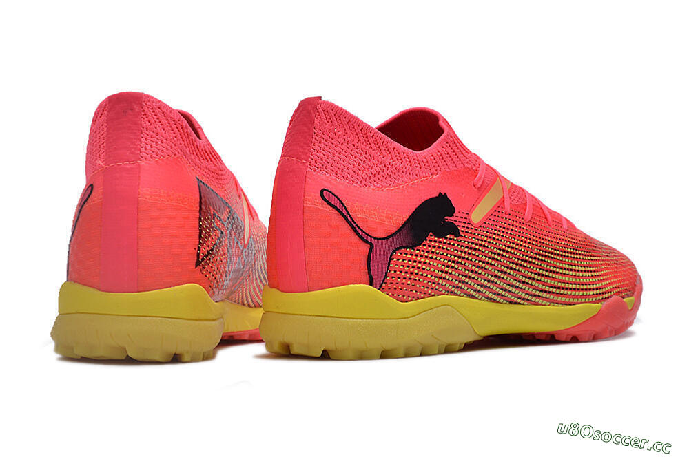 Men's Puma Future Ultimate TF Artificial Turf Low-Tops Football Shoes - Pink/Yellow/Black 6