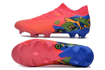 Men's Puma Future Ultimate FG Firm Ground Low-Tops Football Boots - Pink/Yellow/Green/Blue