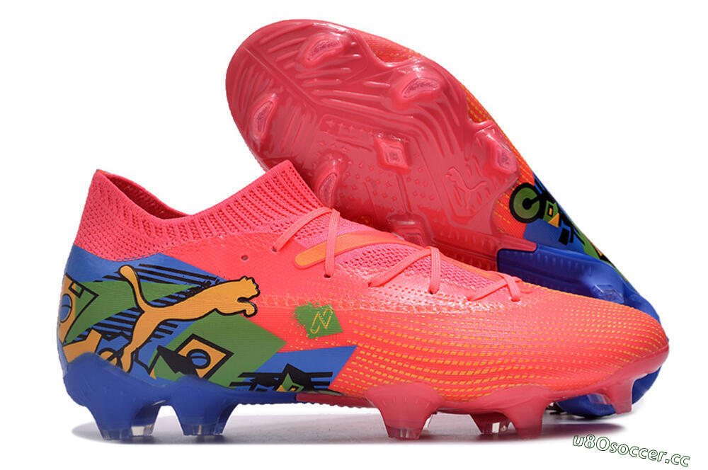 Men's Puma Future Ultimate FG Firm Ground Low-Tops Football Boots - Pink/Yellow/Green/Blue 2