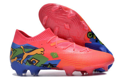 Men's Puma Future Ultimate FG Firm Ground Low-Tops Football Boots - Pink/Yellow/Green/Blue