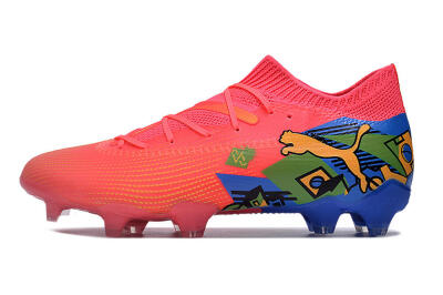 Men's Puma Future Ultimate FG Firm Ground Low-Tops Football Boots - Pink/Yellow/Green/Blue
