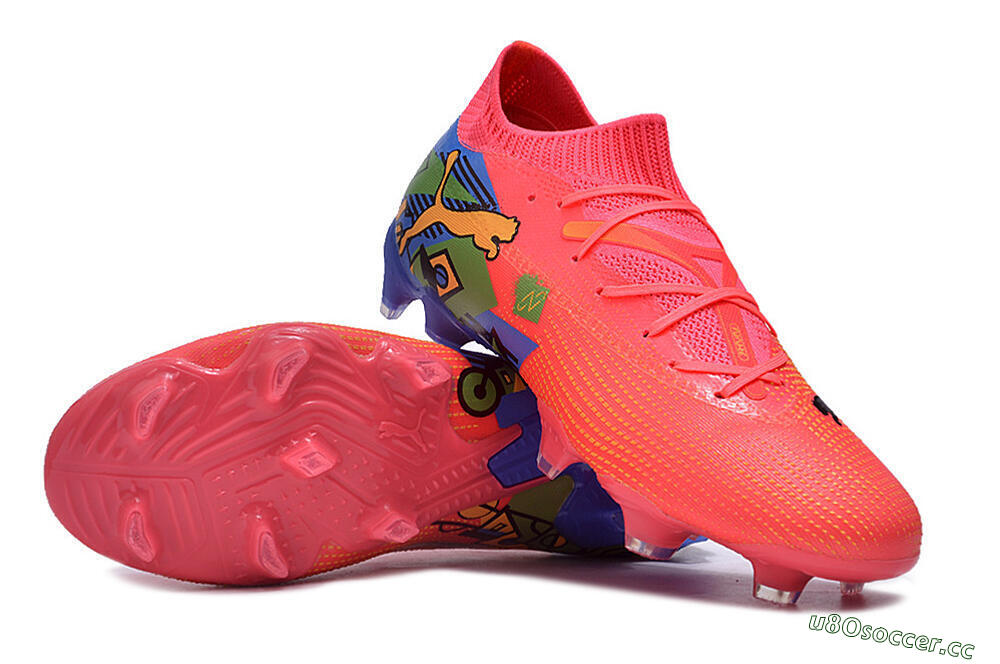 Men's Puma Future Ultimate FG Firm Ground Low-Tops Football Boots - Pink/Yellow/Green/Blue 3