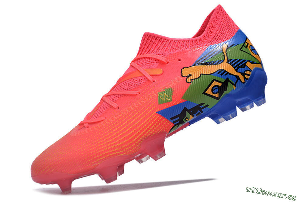 Men's Puma Future Ultimate FG Firm Ground Low-Tops Football Boots - Pink/Yellow/Green/Blue 5
