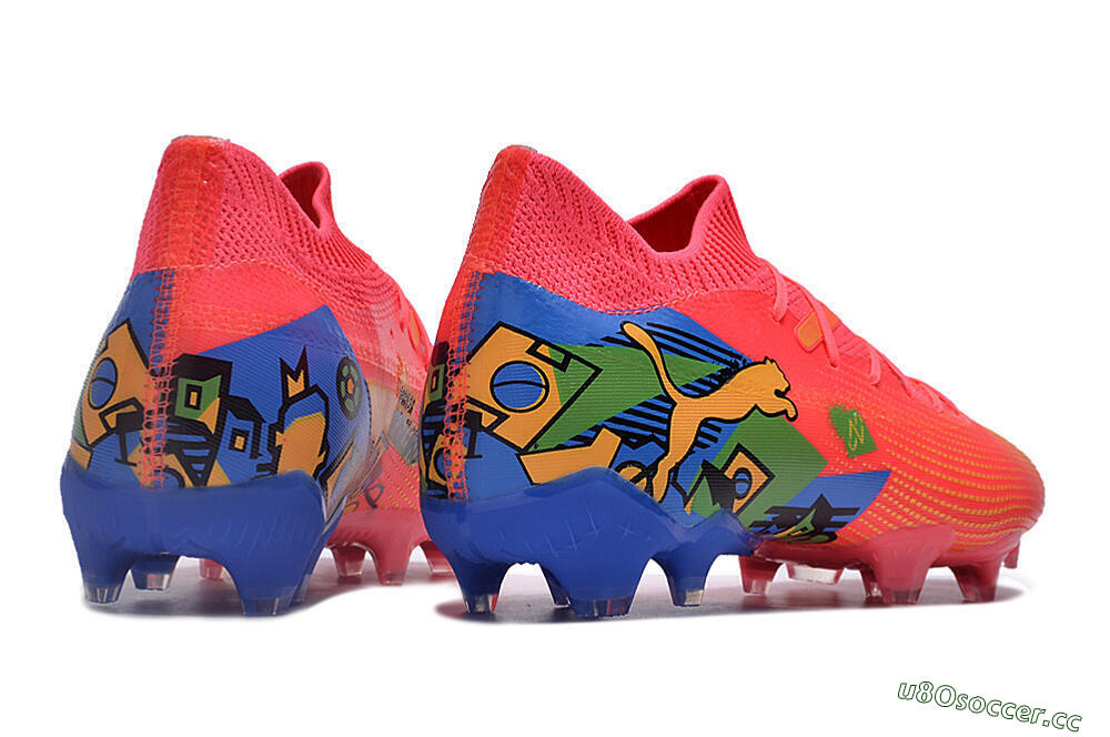 Men's Puma Future Ultimate FG Firm Ground Low-Tops Football Boots - Pink/Yellow/Green/Blue 6