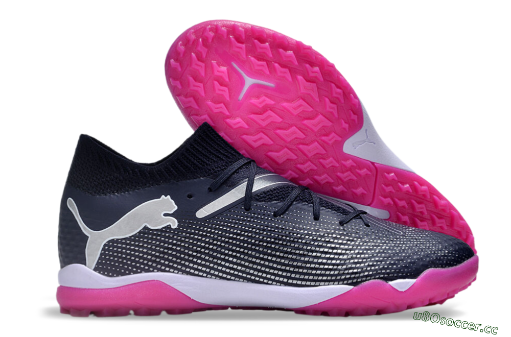 Men's Puma Future Ultimate TF Artificial Turf Low-Tops Football Shoes - Blue/Silver/White/Pink 2