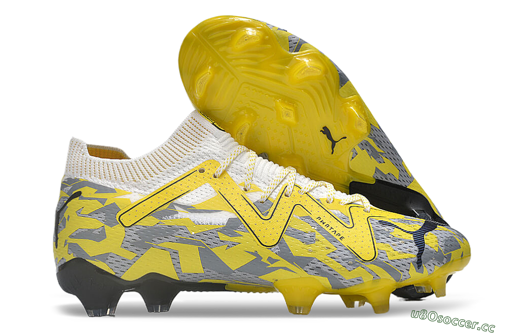 Men's Puma Future Ultimate FG Firm Ground Low-Tops Football Boots - Yellow/White/Grey 2