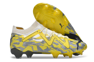 Men's Puma Future Ultimate FG Firm Ground Low-Tops Football Boots - Yellow/White/Grey