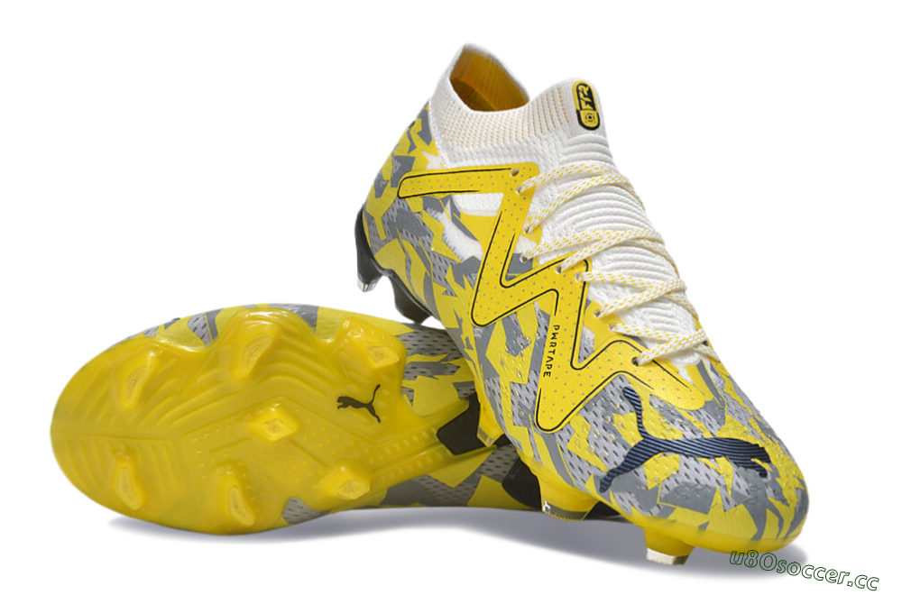 Men's Puma Future Ultimate FG Firm Ground Low-Tops Football Boots - Yellow/White/Grey 3