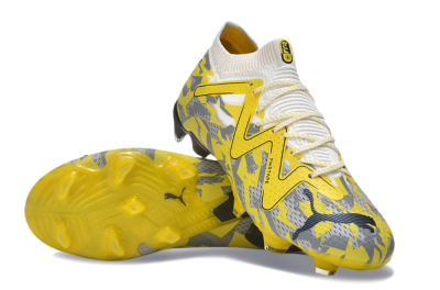 Men's Puma Future Ultimate FG Firm Ground Low-Tops Football Boots - Yellow/White/Grey