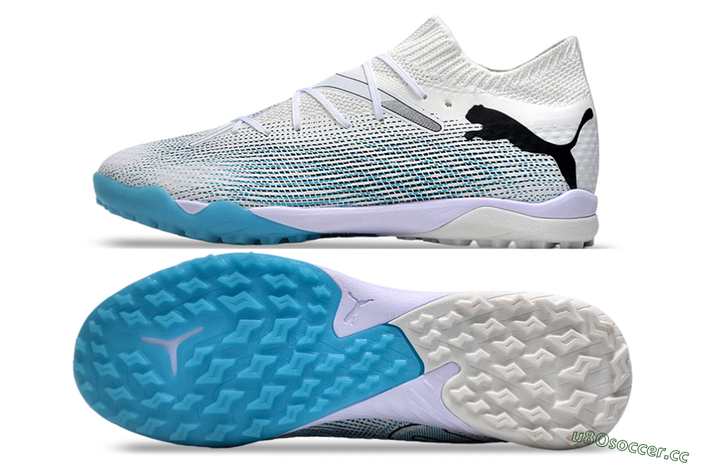 Men's Puma Future Ultimate TF Artificial Turf Low-Tops Football Shoes - White/Jade/Black 1