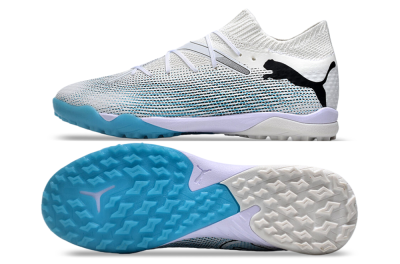 Men's Puma Future Ultimate TF Artificial Turf Low-Tops Football Shoes - White/Jade/Black