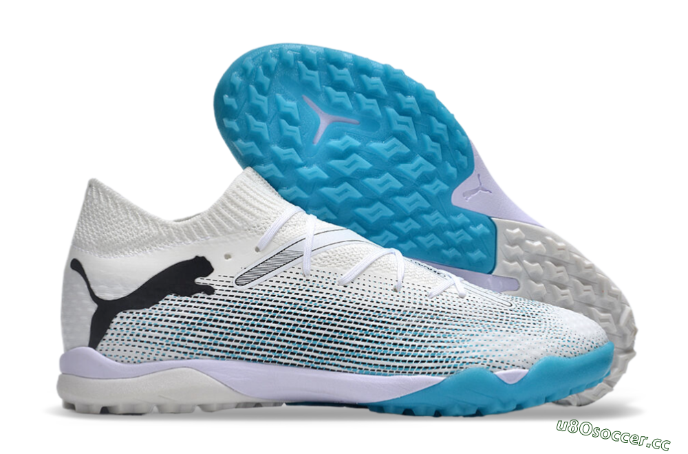 Men's Puma Future Ultimate TF Artificial Turf Low-Tops Football Shoes - White/Jade/Black 2