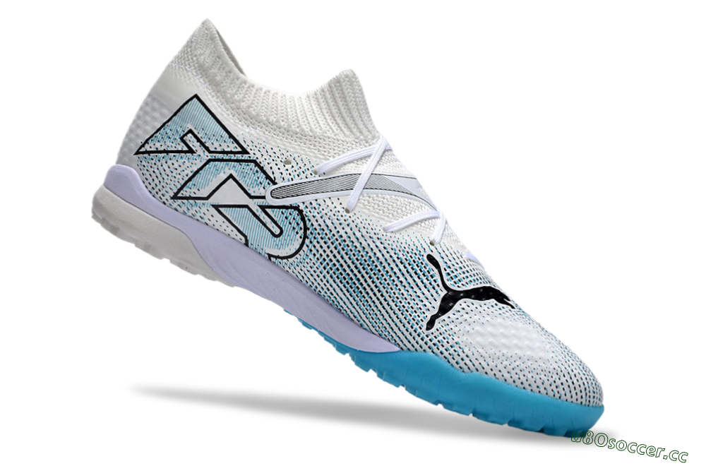 Men's Puma Future Ultimate TF Artificial Turf Low-Tops Football Shoes - White/Jade/Black 4