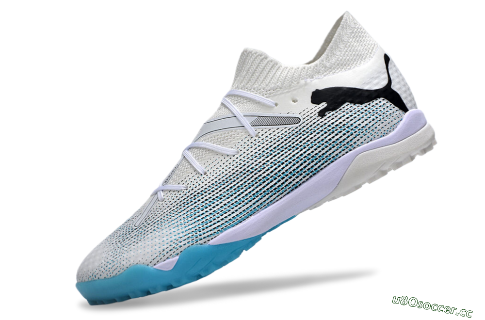 Men's Puma Future Ultimate TF Artificial Turf Low-Tops Football Shoes - White/Jade/Black 5