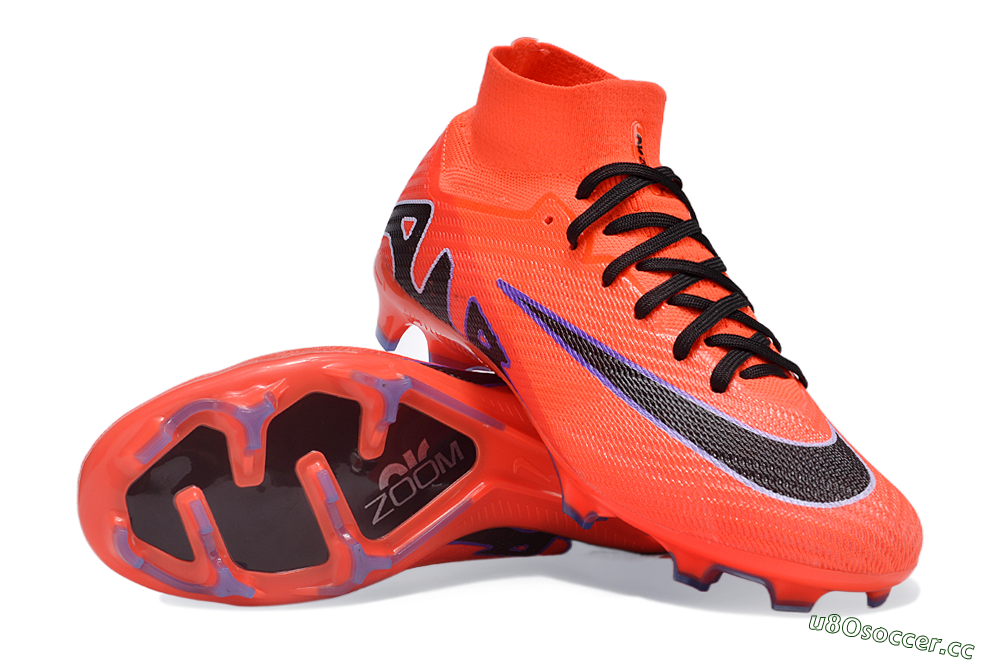 Unisex Nike Air Zoom Mercurial Superfly 9 Elite FG Firm Ground High-Tops Football Boots - Red/Black/Purple 1
