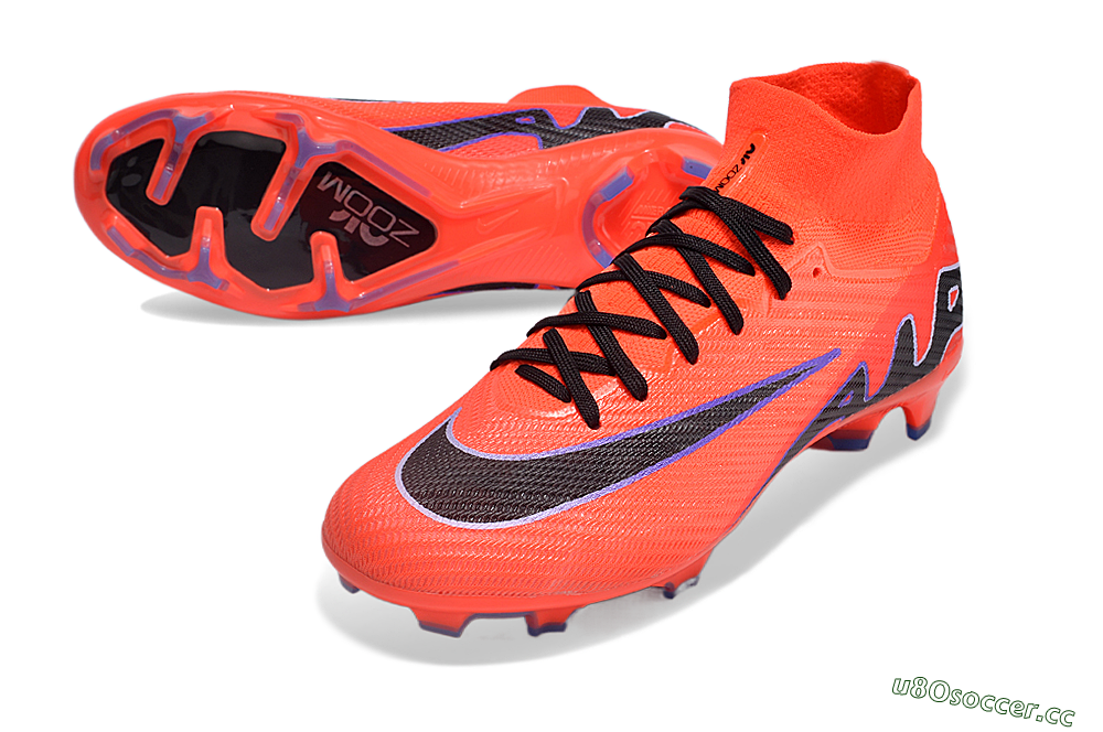 Unisex Nike Air Zoom Mercurial Superfly 9 Elite FG Firm Ground High-Tops Football Boots - Red/Black/Purple 3