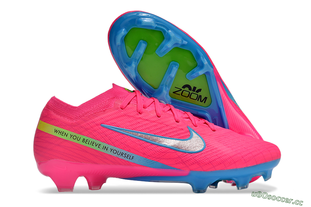 Men's Nike Air Zoom Mercurial Vapor 15 Elite FG Firm Ground Low-Tops Football Boots - Pink/Silver/Blue 2
