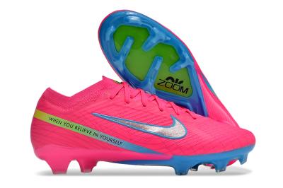Men's Nike Air Zoom Mercurial Vapor 15 Elite FG Firm Ground Low-Tops Football Boots - Pink/Silver/Blue