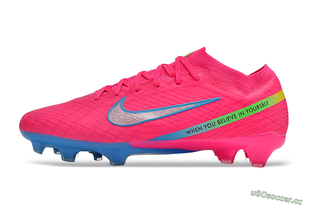 Men's Nike Air Zoom Mercurial Vapor 15 Elite FG Firm Ground Low-Tops Football Boots - Pink/Silver/Blue 0