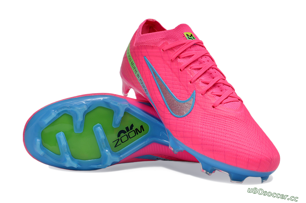 Men's Nike Air Zoom Mercurial Vapor 15 Elite FG Firm Ground Low-Tops Football Boots - Pink/Silver/Blue 3