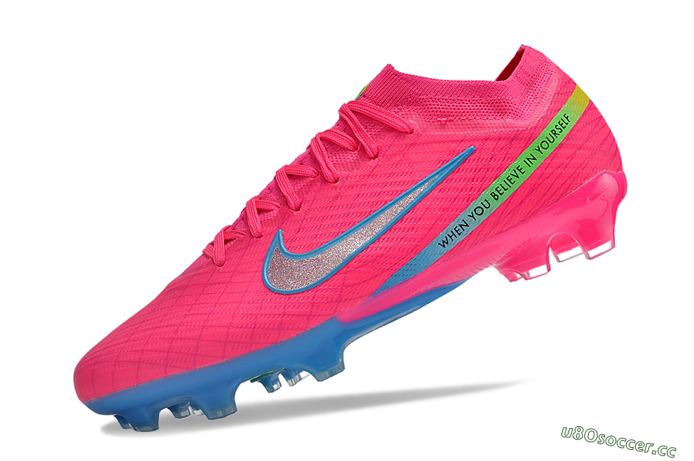 Men's Nike Air Zoom Mercurial Vapor 15 Elite FG Firm Ground Low-Tops Football Boots - Pink/Silver/Blue 5