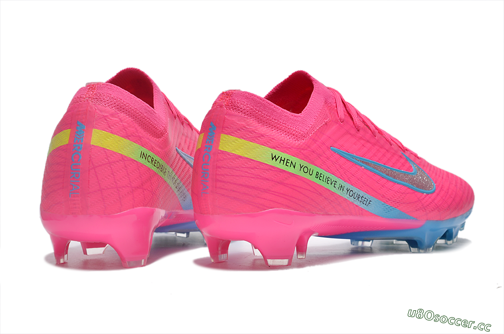 Men's Nike Air Zoom Mercurial Vapor 15 Elite FG Firm Ground Low-Tops Football Boots - Pink/Silver/Blue 6