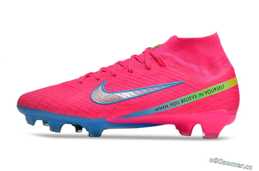 Men's Nike Air Zoom Mercurial Superfly 9 Elite FG Firm Ground High-Tops Football Boots - Pink/Silver/Blue 0