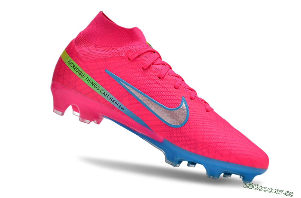 Men's Nike Air Zoom Mercurial Superfly 9 Elite FG Firm Ground High-Tops Football Boots - Pink/Silver/Blue 4