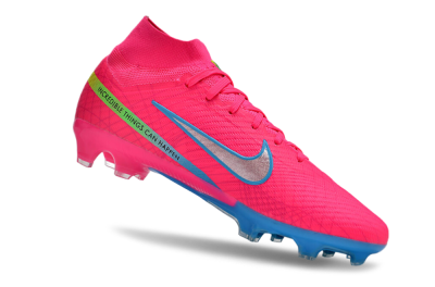Men's Nike Air Zoom Mercurial Superfly 9 Elite FG Firm Ground High-Tops Football Boots - Pink/Silver/Blue
