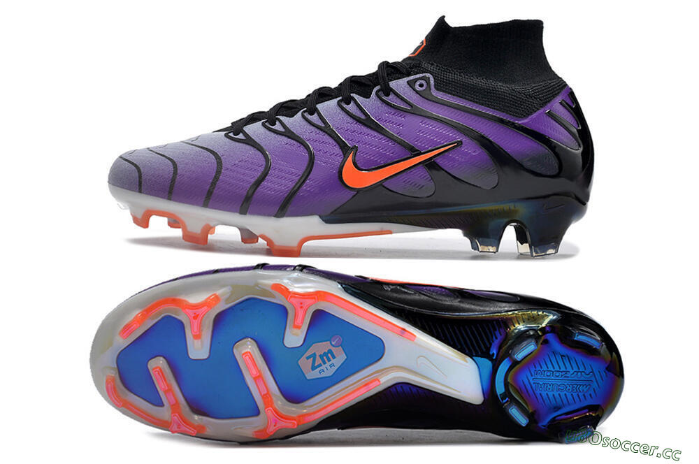Men's Nike Air Zoom Mercurial Superfly 9 Elite FG Firm Ground High-Tops Football Boots - Purple/Black/Orange/Gold 1